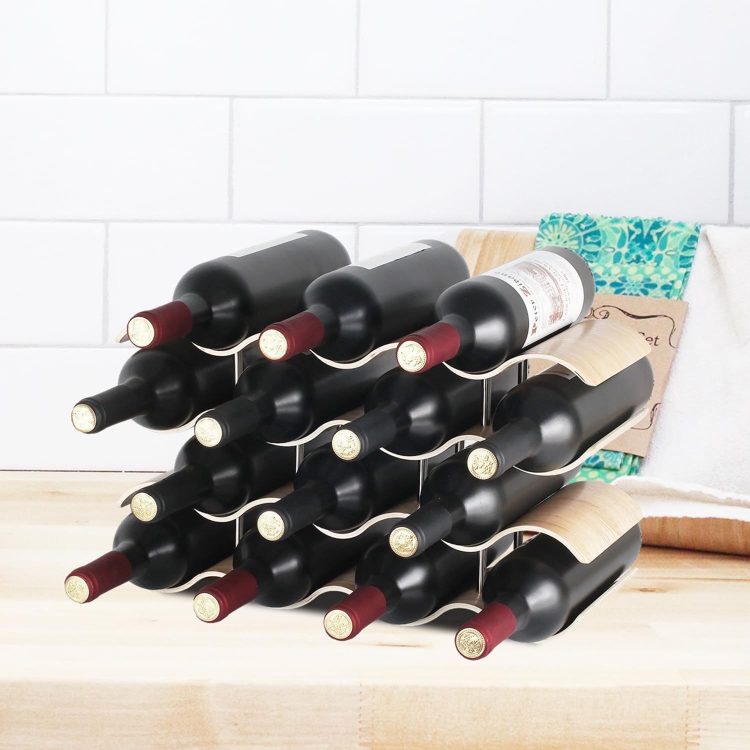 14 Bottles Wine Racks Countertop 2