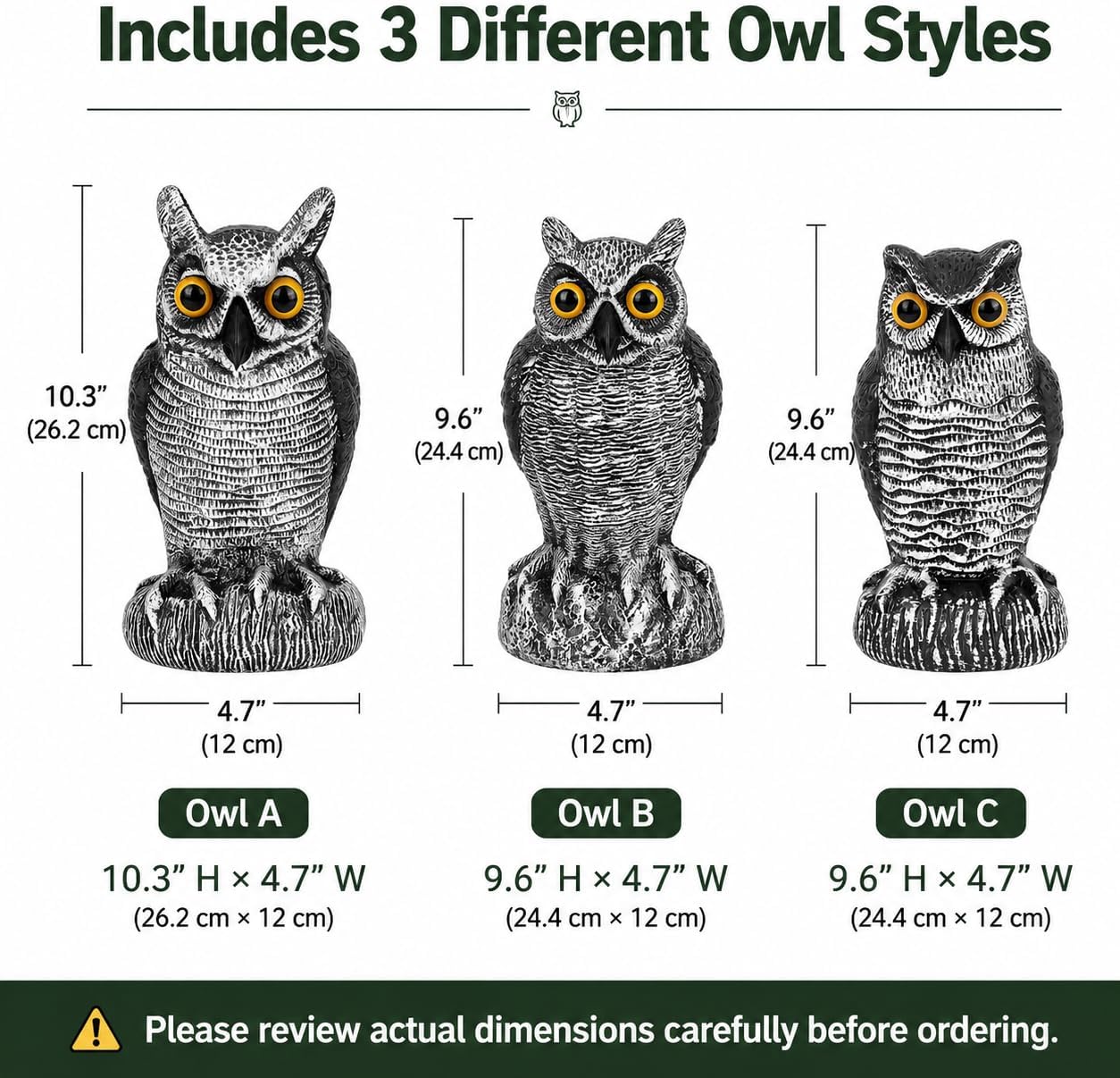 3-Pack Owl Decoys for Bird8
