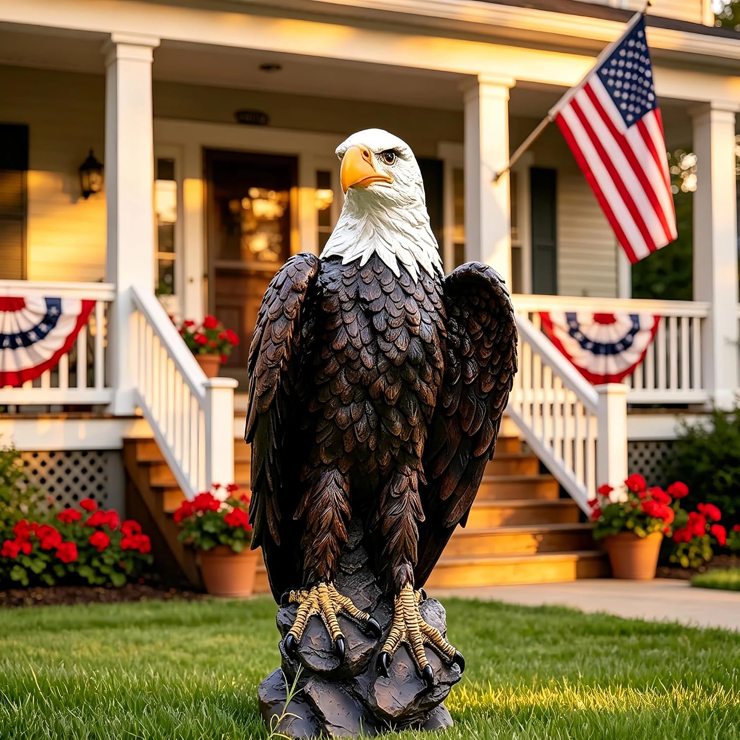 Bald Eagle Statue Outdoor Garden 24 Inch