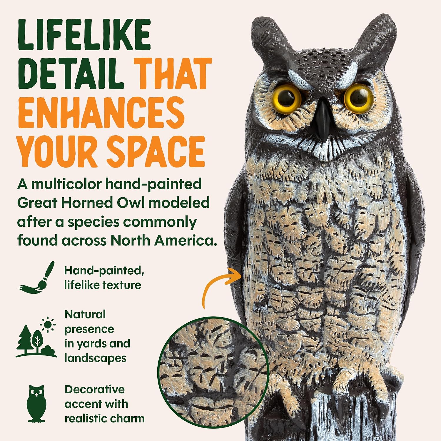 Dalen Lifelike Great Horned Owl Decoy2