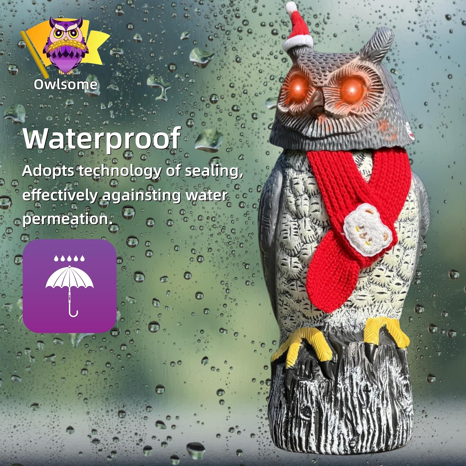 Owlsome Solar Owl with, Glowing Eyes, Rotating Head,3