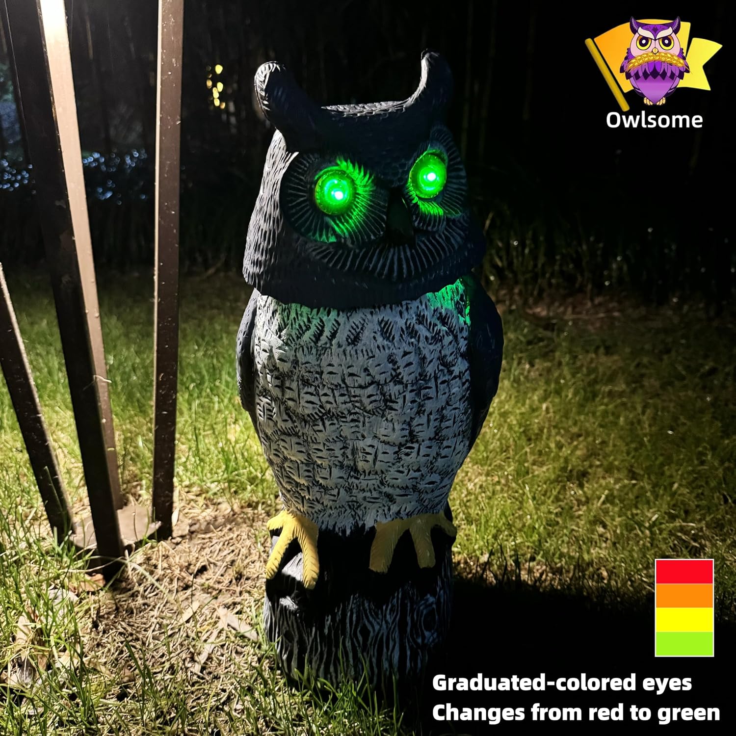 Owlsome Solar Owl with, Glowing Eyes, Rotating Head,5