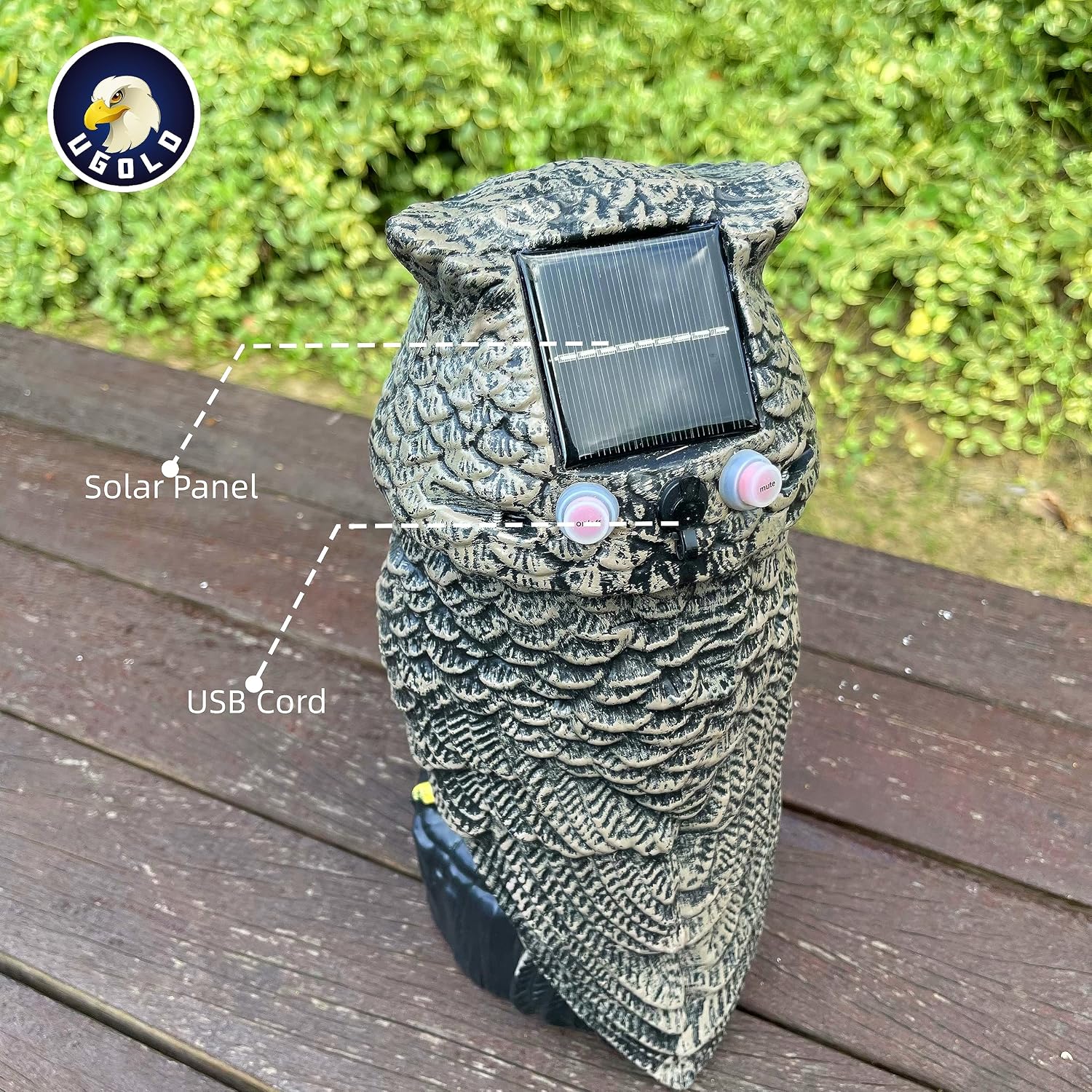 Solar Powered Garden Owl with Motion Detection, Rotating Head