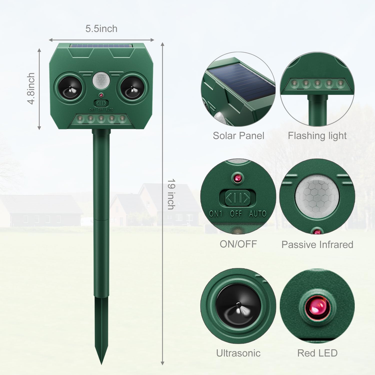 Solar Ultrasonic Animal Repellent 2 Pack2